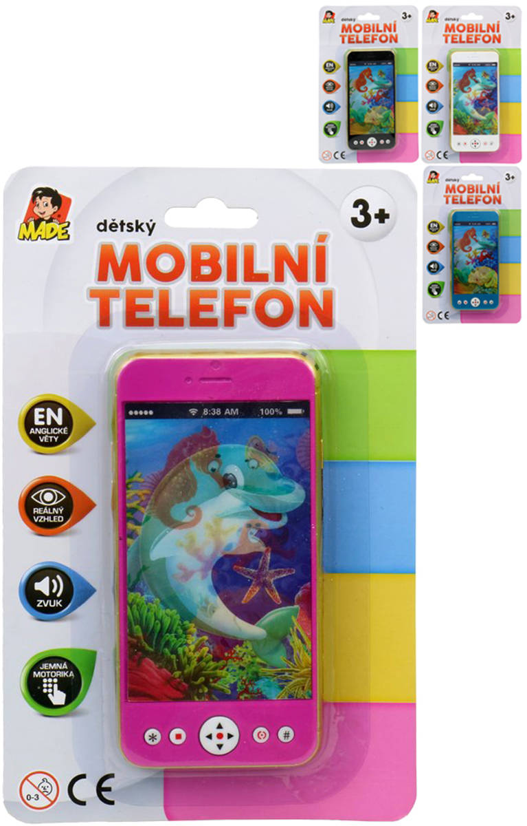 Fotografie Telefon dětský mobilní 14cm smartphone na baterie 4 druhy Zvuk AJ