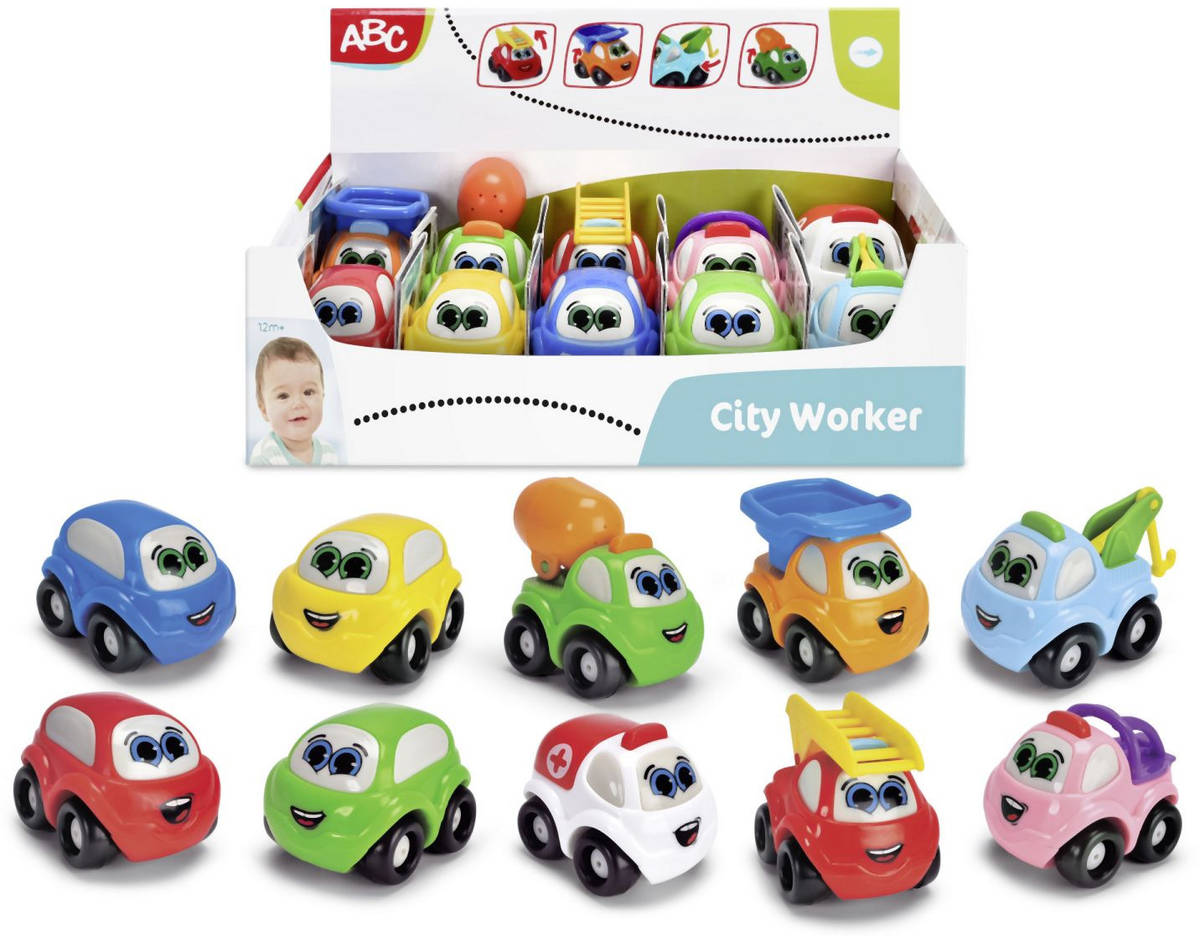 DICKIE ABC Auto City Worker baby veselé s obličejem 8 druhů plast