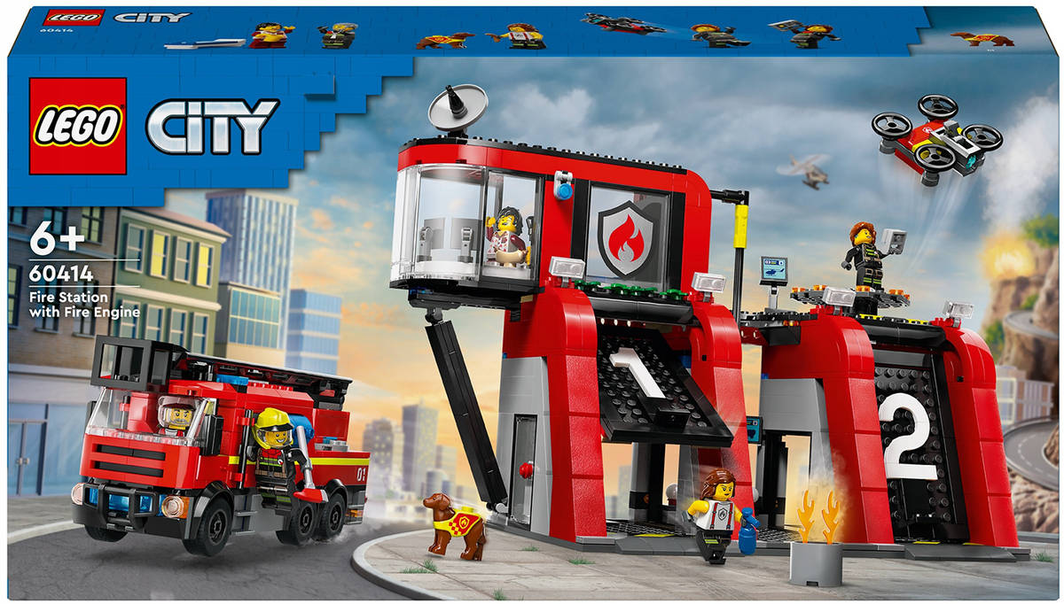 Fotografie LEGO CITY Hasičská stanice s hasičským vozem 60414 STAVEBNICE