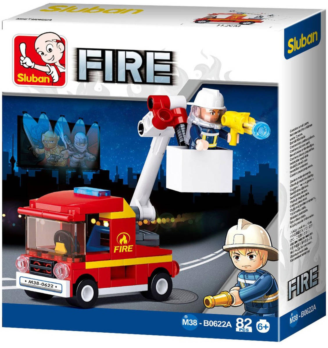 SLUBAN Fire Požární auto s malou plošinou 82 dílků + 1 figurka STAVEBNICE