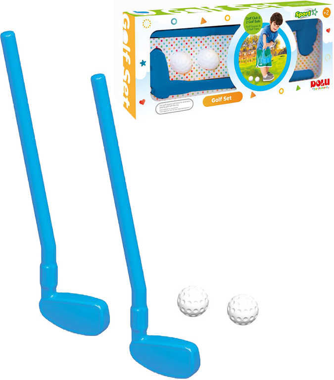 Fotografie DOLU Set golfový pálka plastová modrá 2ks + míček 2ks malý golfista