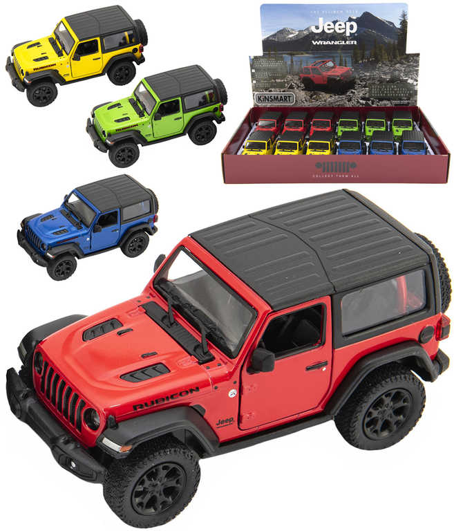 KINSMART Auto 1:34 Jeep Wrangler pevná střecha 2018 kov PB 13cm 4 barvy