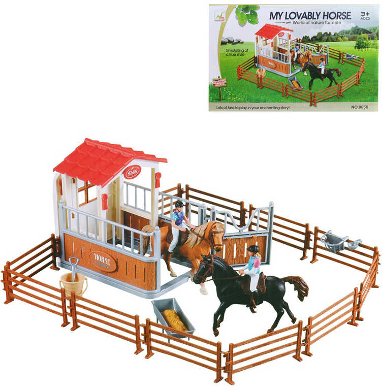 Fotografie Stáj pro koně herní plastový set s figurkami a koníky v krabici A46:185327