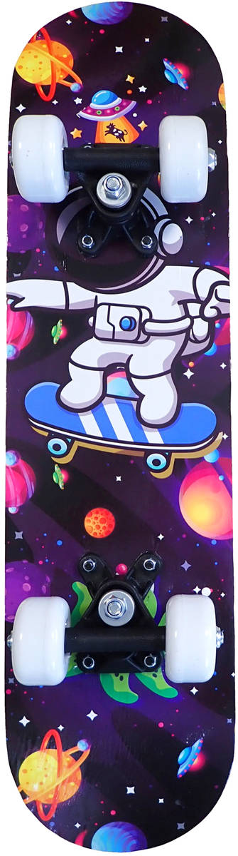 ACRA Skateboard dětský 58x16cm s grafikou Kosmonaut do 30kg